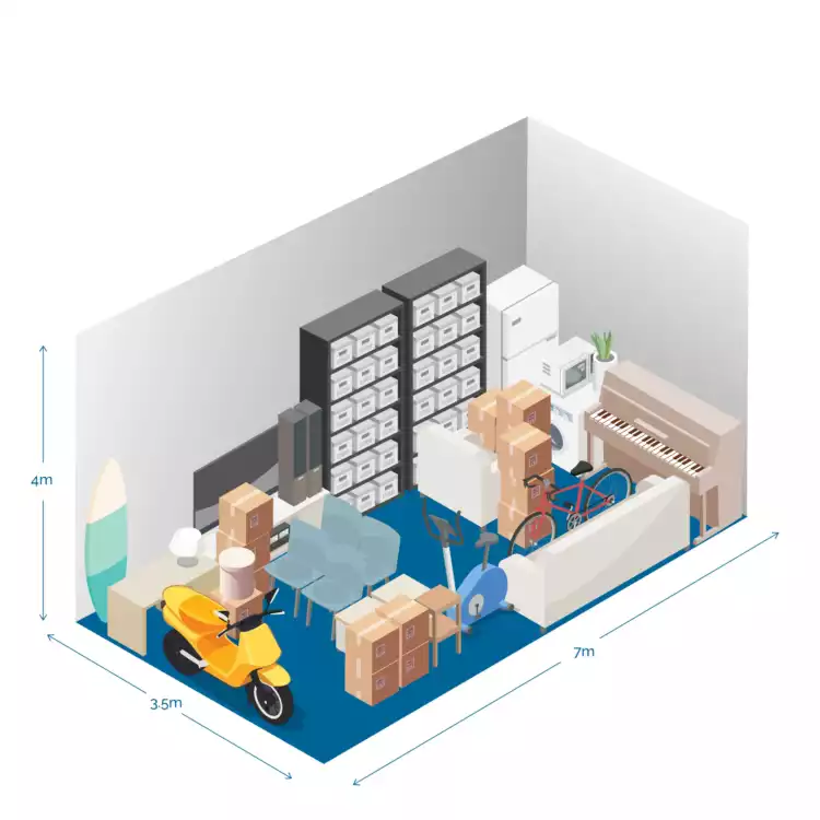 Illustration of a medium storage unit filled with goods